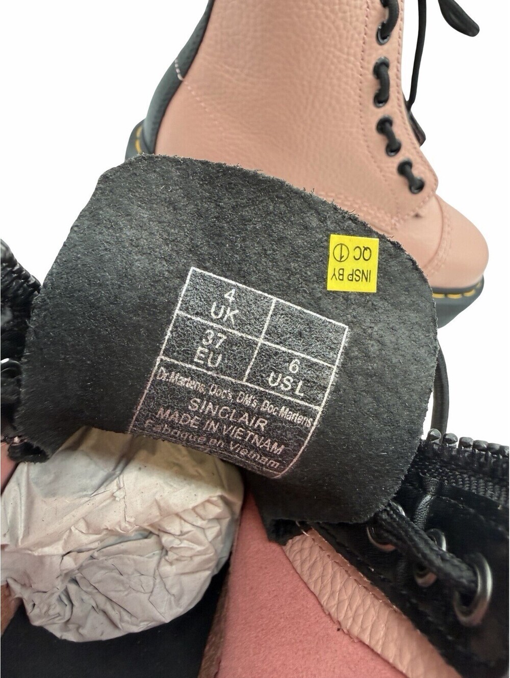 Dr. Doc Martens Sinclair Leather Platform Ankle Boots Peach Beige Size US 6 - Picture 6 of 9